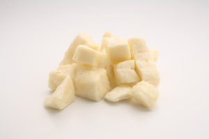 A small grouping of cubed cheese by Keystone Farms Cheese.
