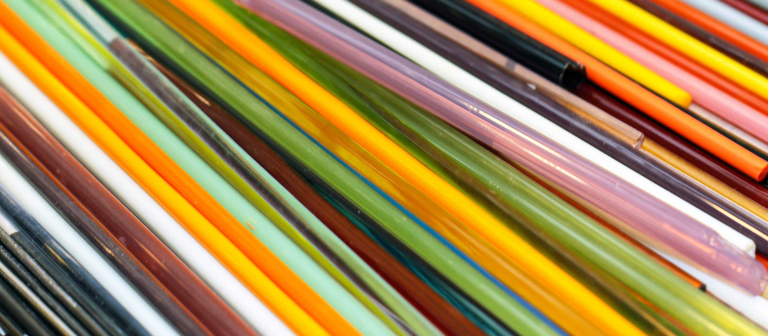 A closeup of colorful glass cane.
