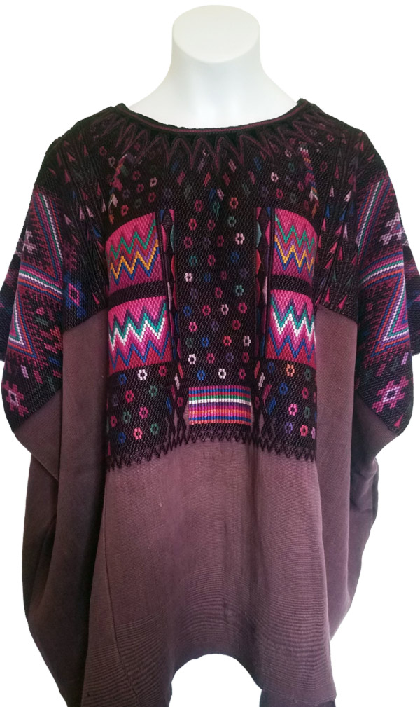 A long magenta ceremonial Huipil Santo Tomas Chichicastenango Quiche from the Collection of Yolanda Alcorta